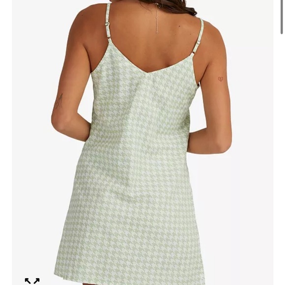 NWT Roxy Mint Houndstooth Juniors or Women Mini Camisole Dress Size L - Picture 2 of 11